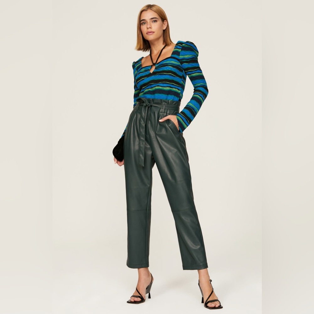 Love, Whit by Whitney Port RTR Design Collective Green Faux Leather Pants Size 8